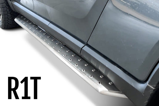 Pictured: Stainless Steel Running Boards for R1T/Truck (Brushed Satin) [RW400-1-R1T]