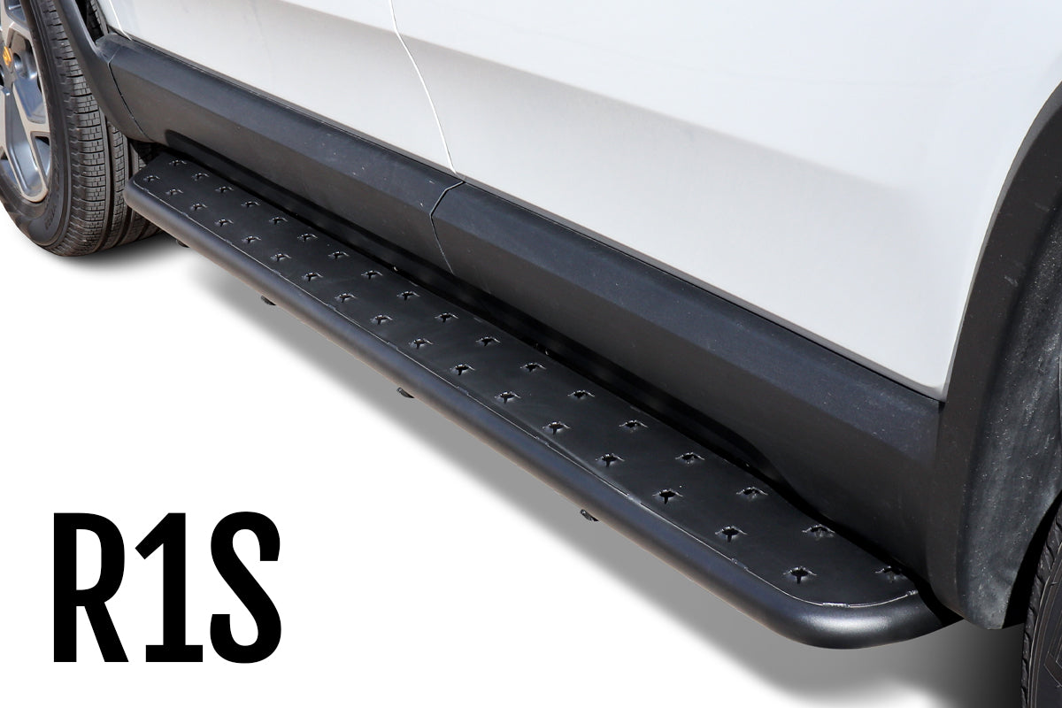 Pictured: Stainless Steel Running Boards for R1S/SUV (Stealth Black) [RW400-1BP-R1S]