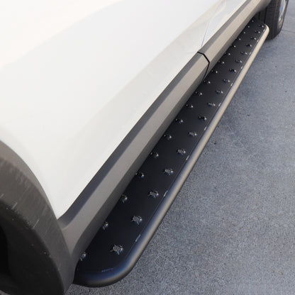 Pictured: Rivian Stainless Steel Running Boards (side steps) for R1S/SUV (Stealth Black) [RW400-1BP-R1S]